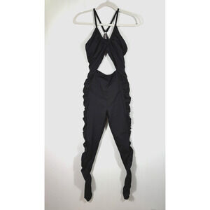 Free People Movement Balancing Act Jumpsuit Women's Small Black Rouched